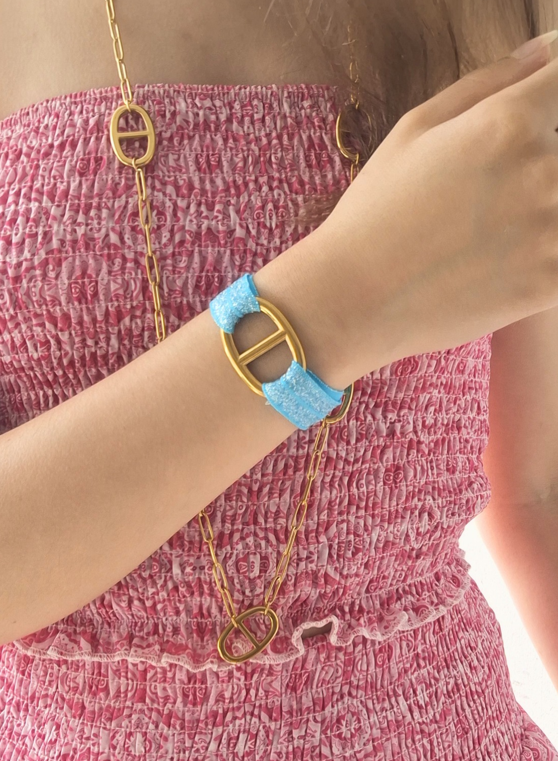 Bracelet Ibiza bleu - Version pailletée