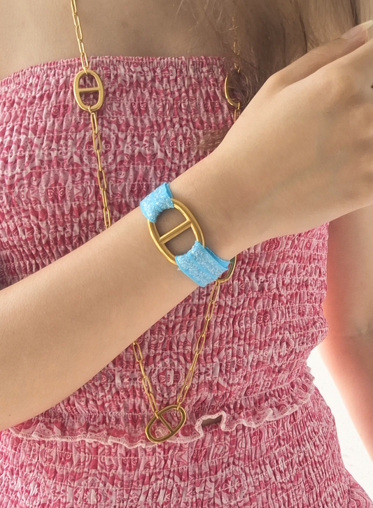 Bracelet Ibiza bleu - Version pailletée