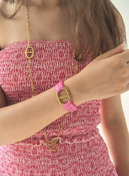 Bracelet Ibiza fuchsia - Version pailletée